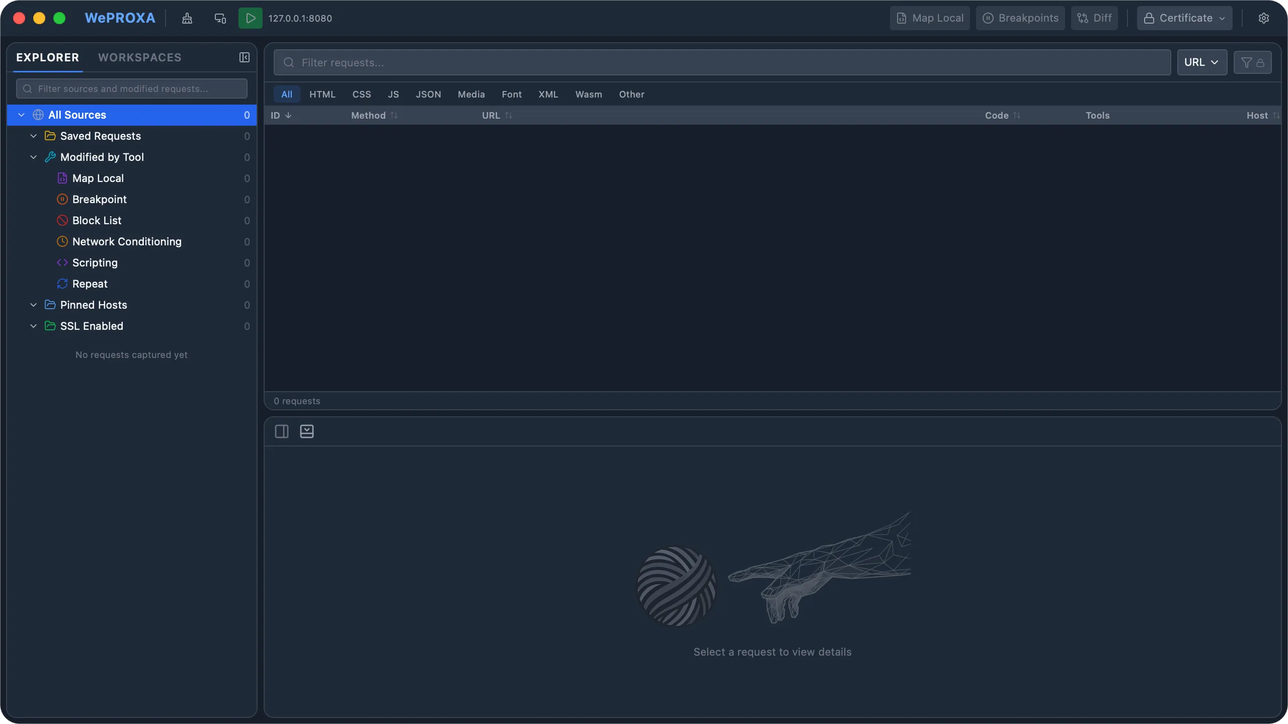 WePROXA startup screen