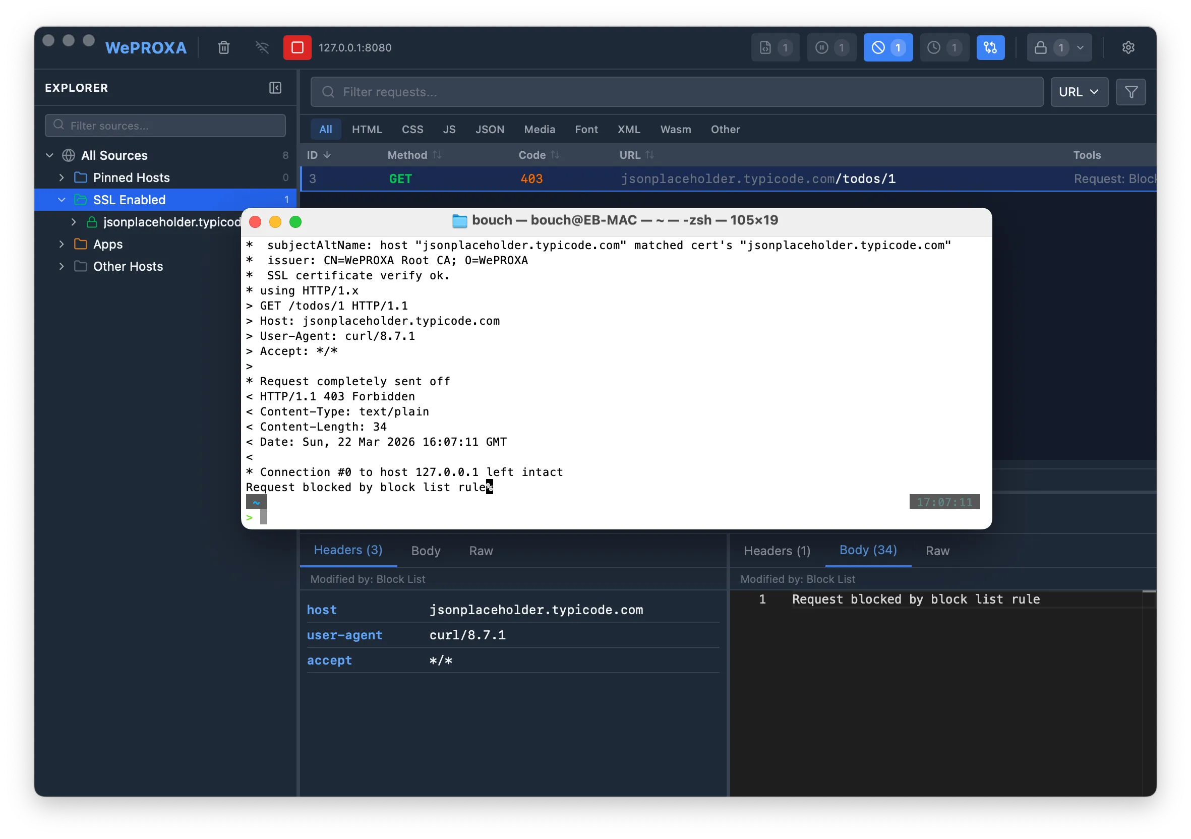 Blocked request in request list