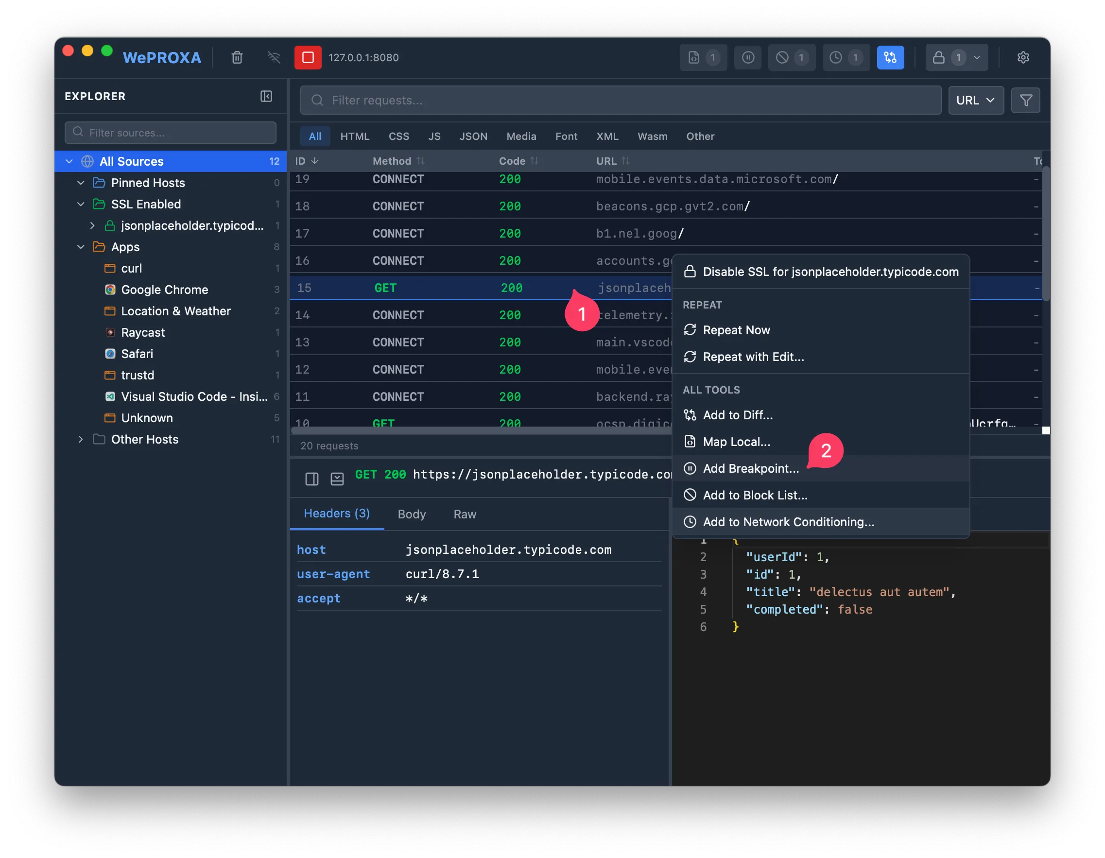 Add Breakpoint from requests list
