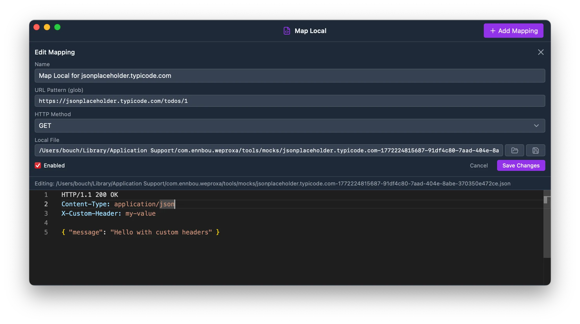 HTTP response format