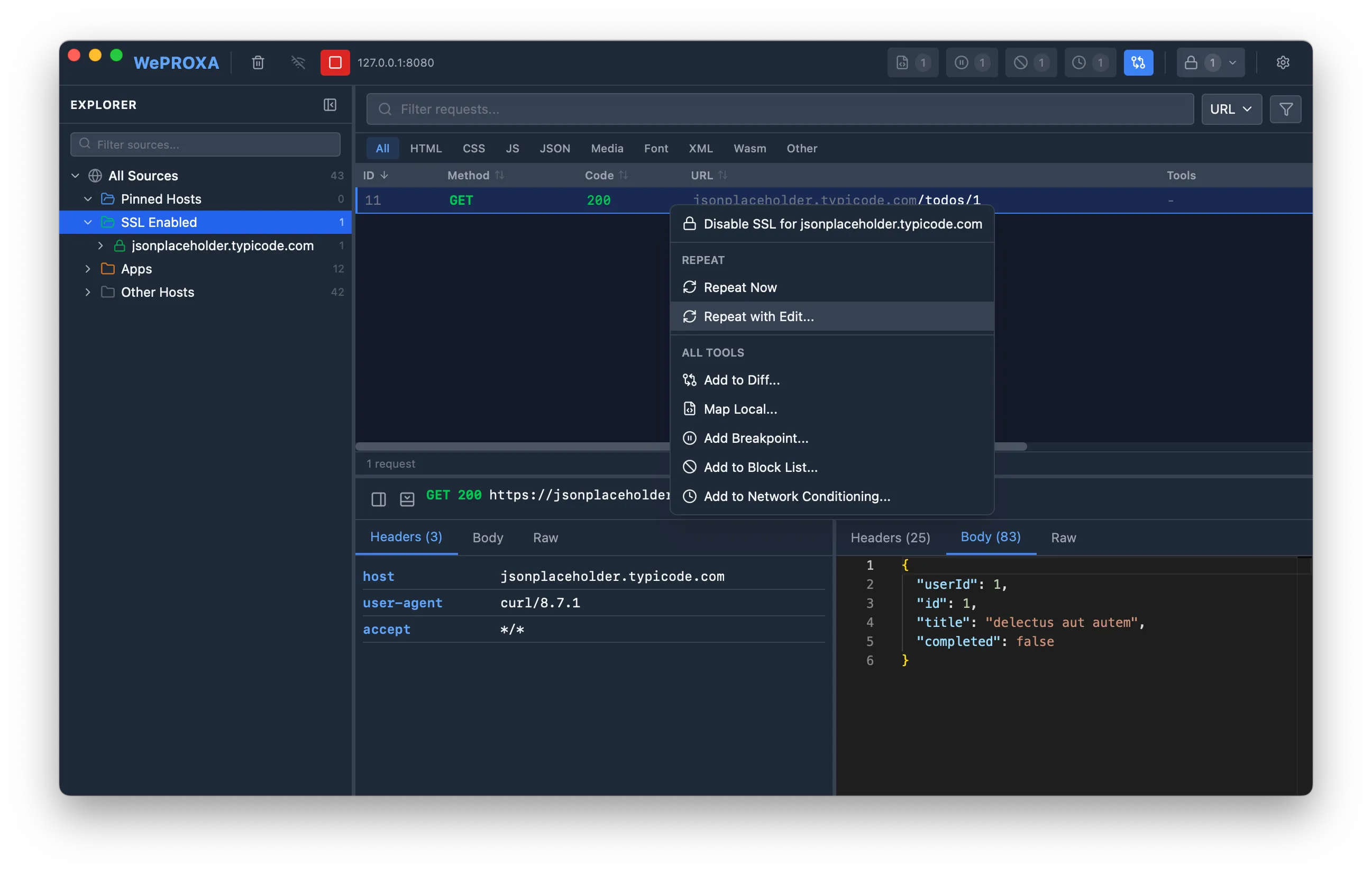 Repeat with Edit from requests list